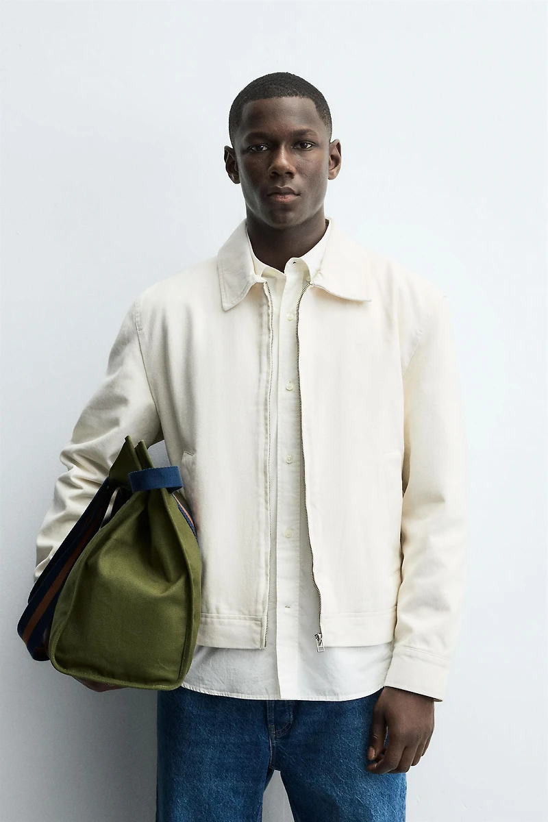 TEXTURED ZIP-UP OVERSHIRT
