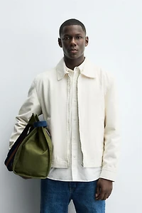 TEXTURED ZIP-UP OVERSHIRT