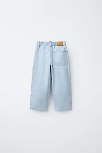 EMBROIDERED WIDE LEG JEANS