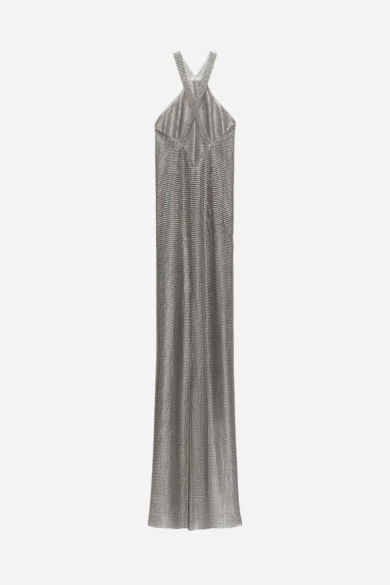 LUDOVIC DE SAINT SERNIN x ZARA METALLIC MESH HALTER DRESS