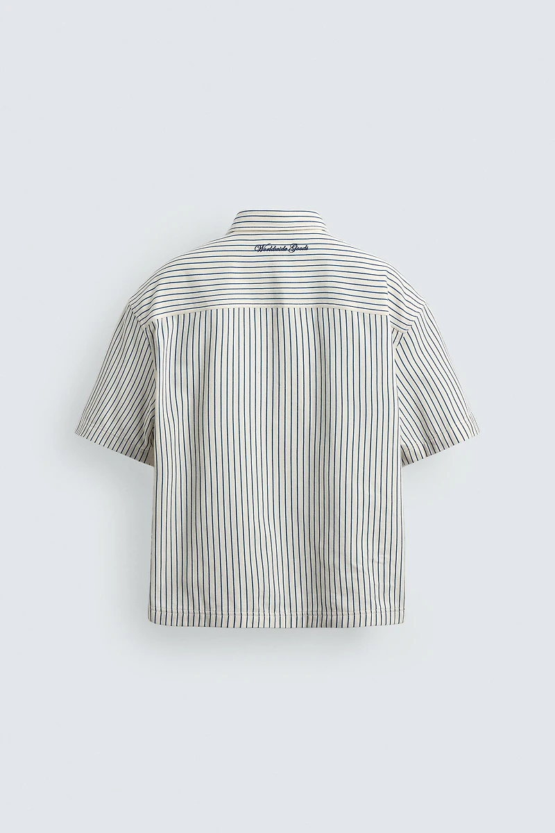 CONTRAST STRIPED PATCH OVERSHIRT
