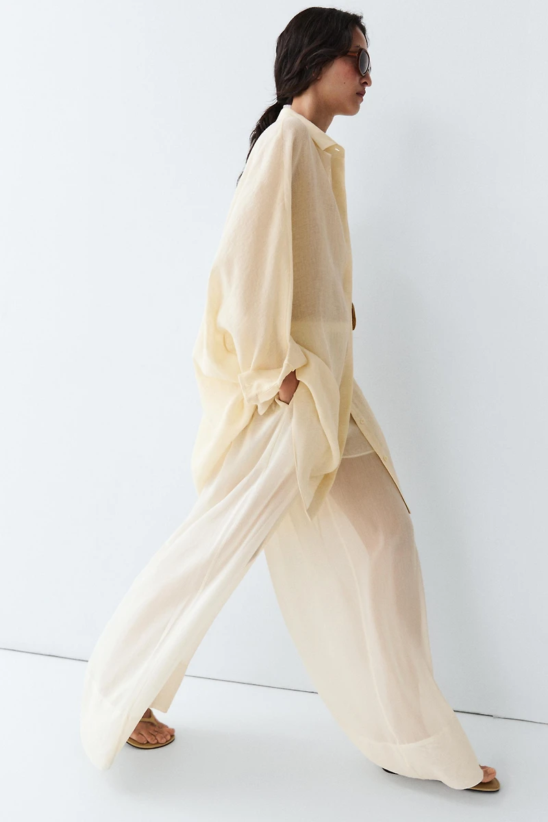100% linen short shirt dress