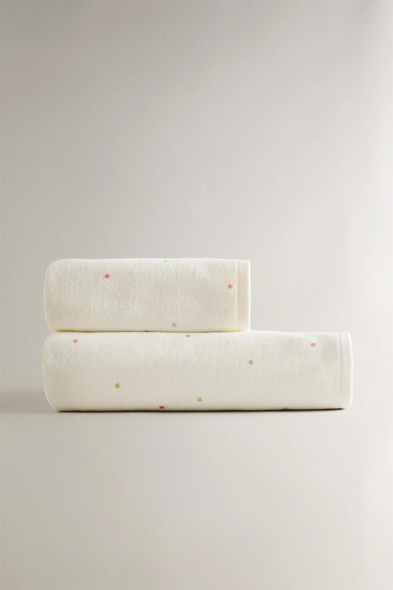 SERVIETTE ENFANT VELOURS À POIS