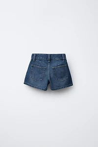 JUPE-BERMUDA EN JEAN À PLIS