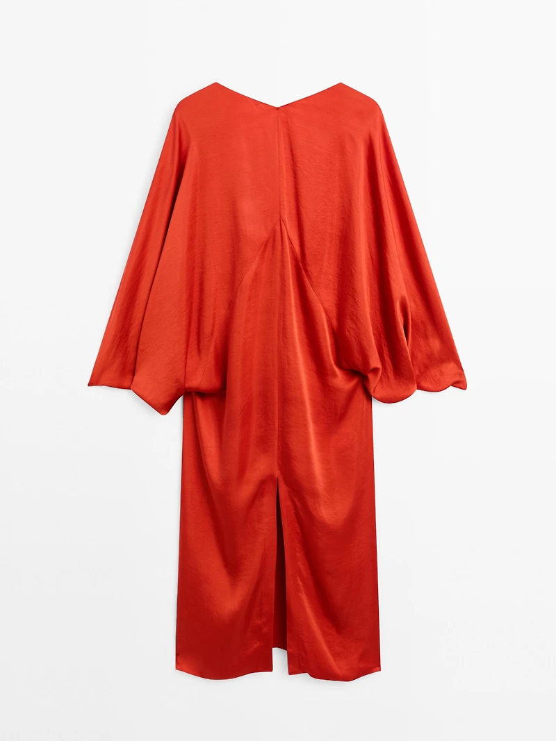 Flowing satin kimono dress