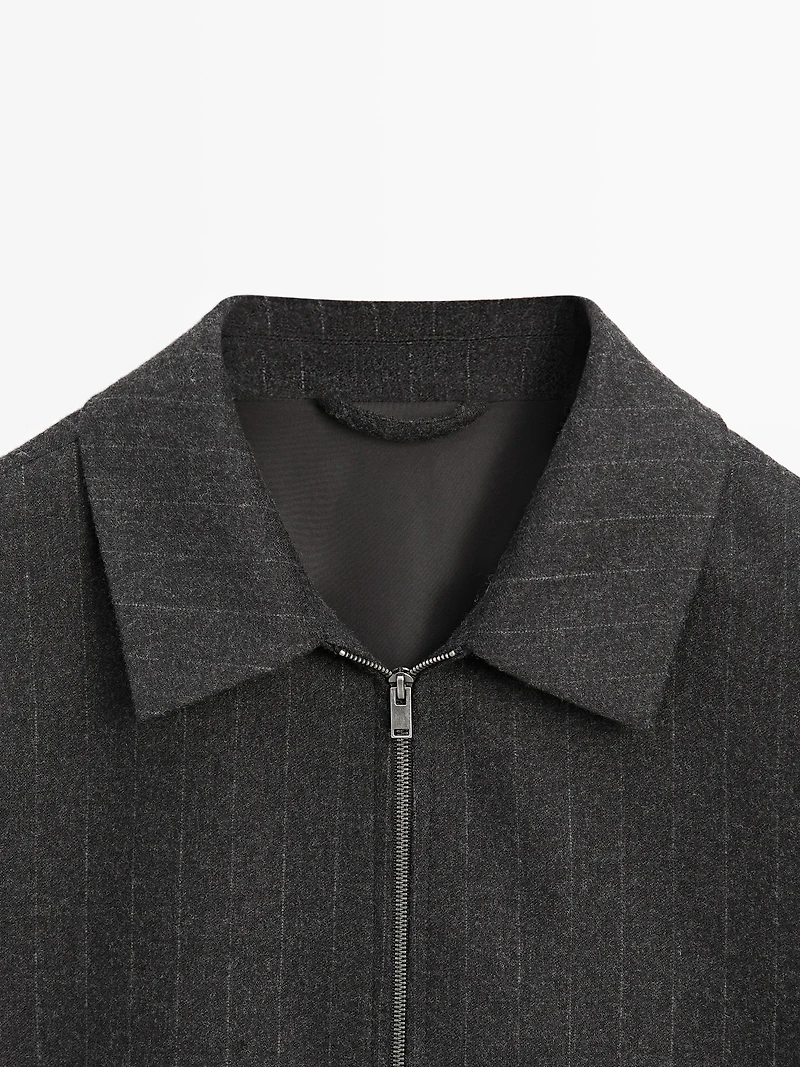 Blouson à rayures en laine mélangée