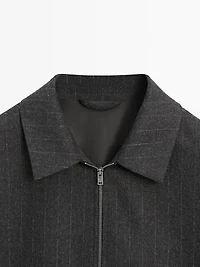 Blouson à rayures en laine mélangée