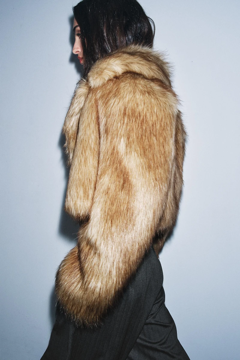 ZW COLLECTION FAUX FUR CROPPED JACKET