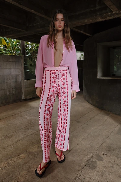 PANTS WITH OPENWORK EMBROIDERY