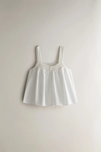 COTTON LACE STRAP TOP