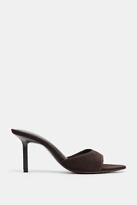 SPLIT SUEDE HEELED SANDALS