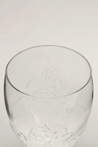 RAISED FLORAL DESIGN GLASS TUMBLER