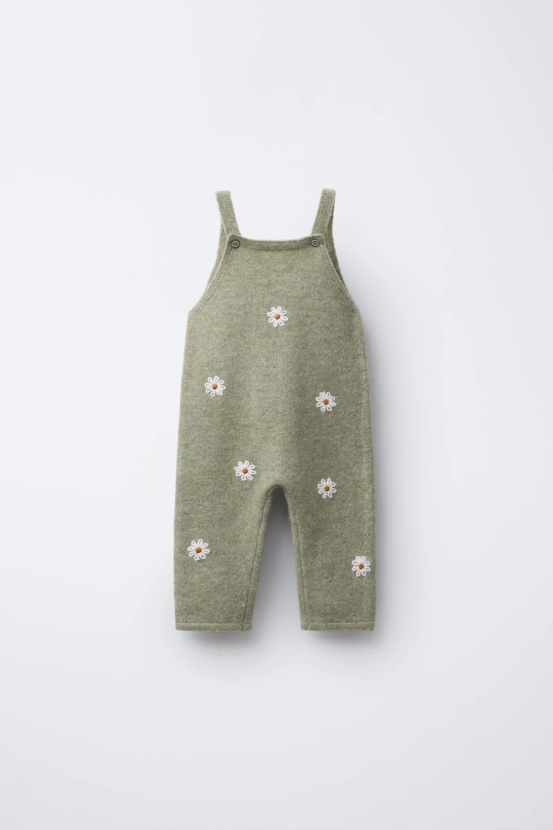 DAISY EMBROIDERED LONG OVERALLS