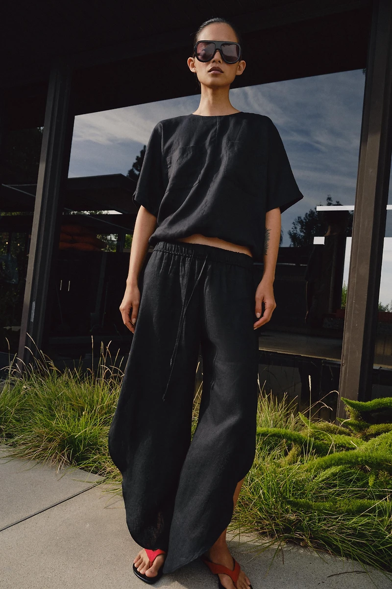 100% LINEN LACED TOP ZW COLLECTION