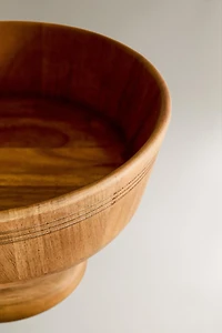 WOODEN FRUIT BOWL WITH STEM