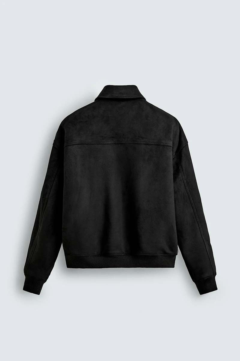 FAUX SUEDE QUILTED JACKET