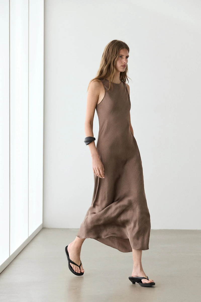Long flowing satin dress