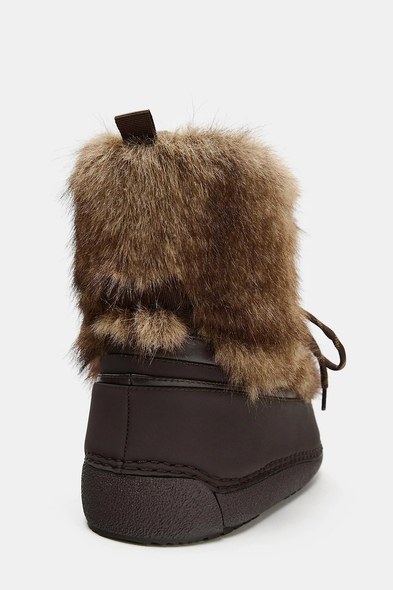 FAUX FUR COMBINED ANKLE BOOTS SKI COLLECTION