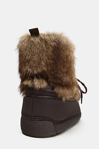 FAUX FUR COMBINED ANKLE BOOTS SKI COLLECTION