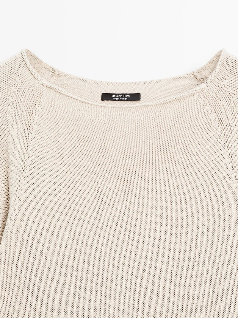 Purl knit cutwork sweater