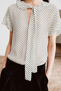 BLOUSE À NŒUDS ET POIS ZW COLLECTION