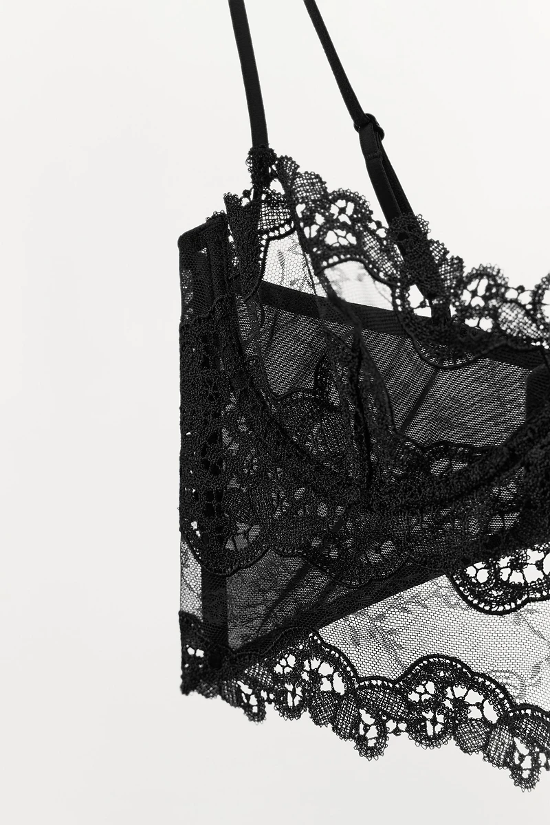 EMBROIDERED LACE UNDERWIRE BRALETTE