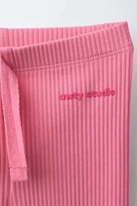 RIBBED DRAWSTRING LEGGINGS