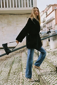 CHAUSSURES À TALONS DÉCOUVERTES EFFET PEAU DE MOUTON