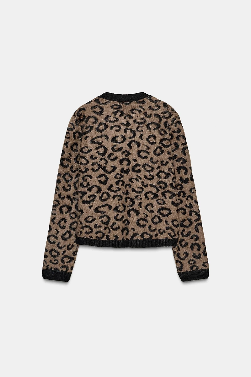 ANIMAL JACQUARD KNIT CARDIGAN