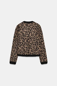 ANIMAL JACQUARD KNIT CARDIGAN