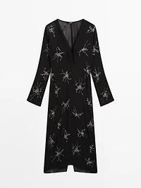 Flowing midi dress with embroidery