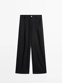 Mid-rise wide-leg pinstripe trousers