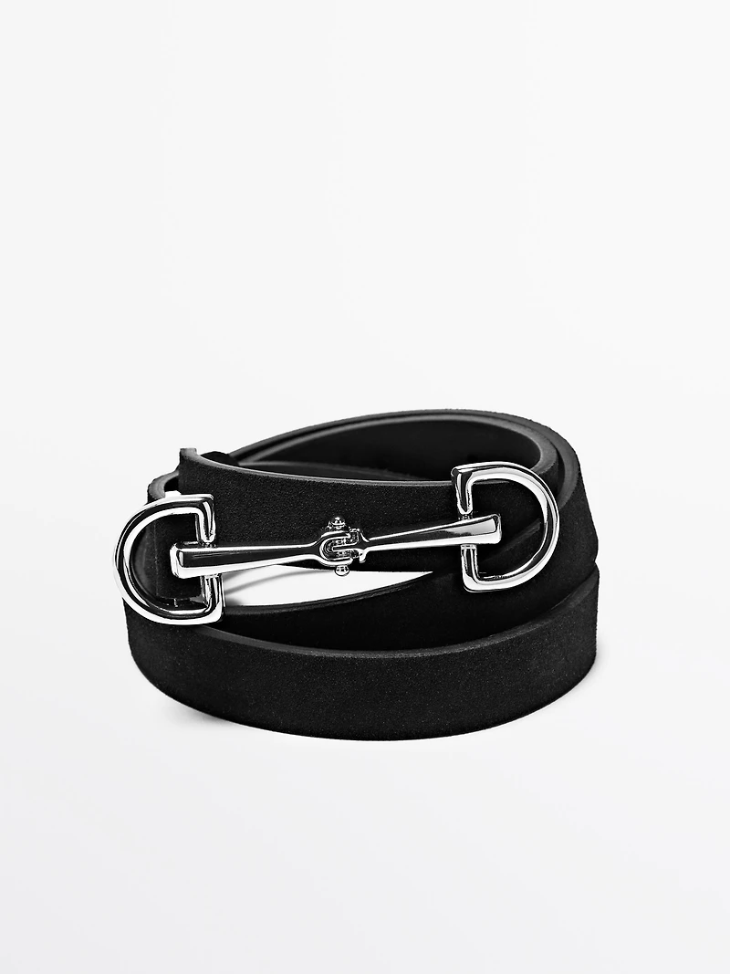 Equestrian split suede leather belt