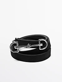 Equestrian split suede leather belt