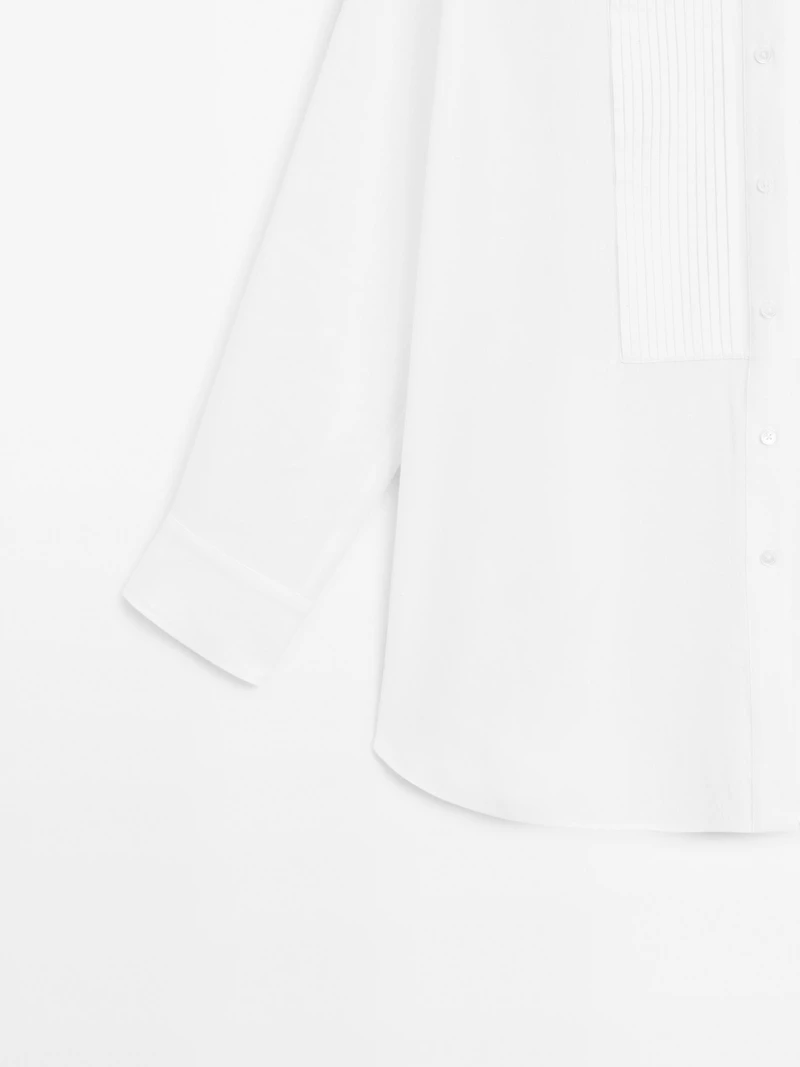 Linen blend shirt with thin pintucks