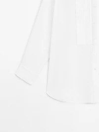 Linen blend shirt with thin pintucks