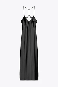 SATIN MIDI DRESS WITH STRAPPY BACK