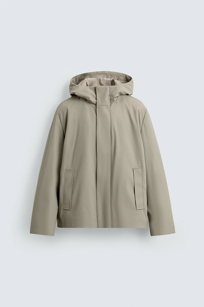 RUBBERIZED EFFECT PARKA WITH HOODIE