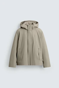 RUBBERIZED EFFECT PARKA WITH HOODIE