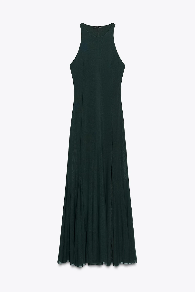 LONG TULLE GODET DRESS