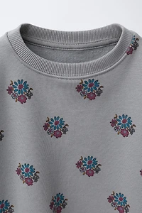 PRINTED SWEATSHIRT AND RIBBED LEGGINGS SET