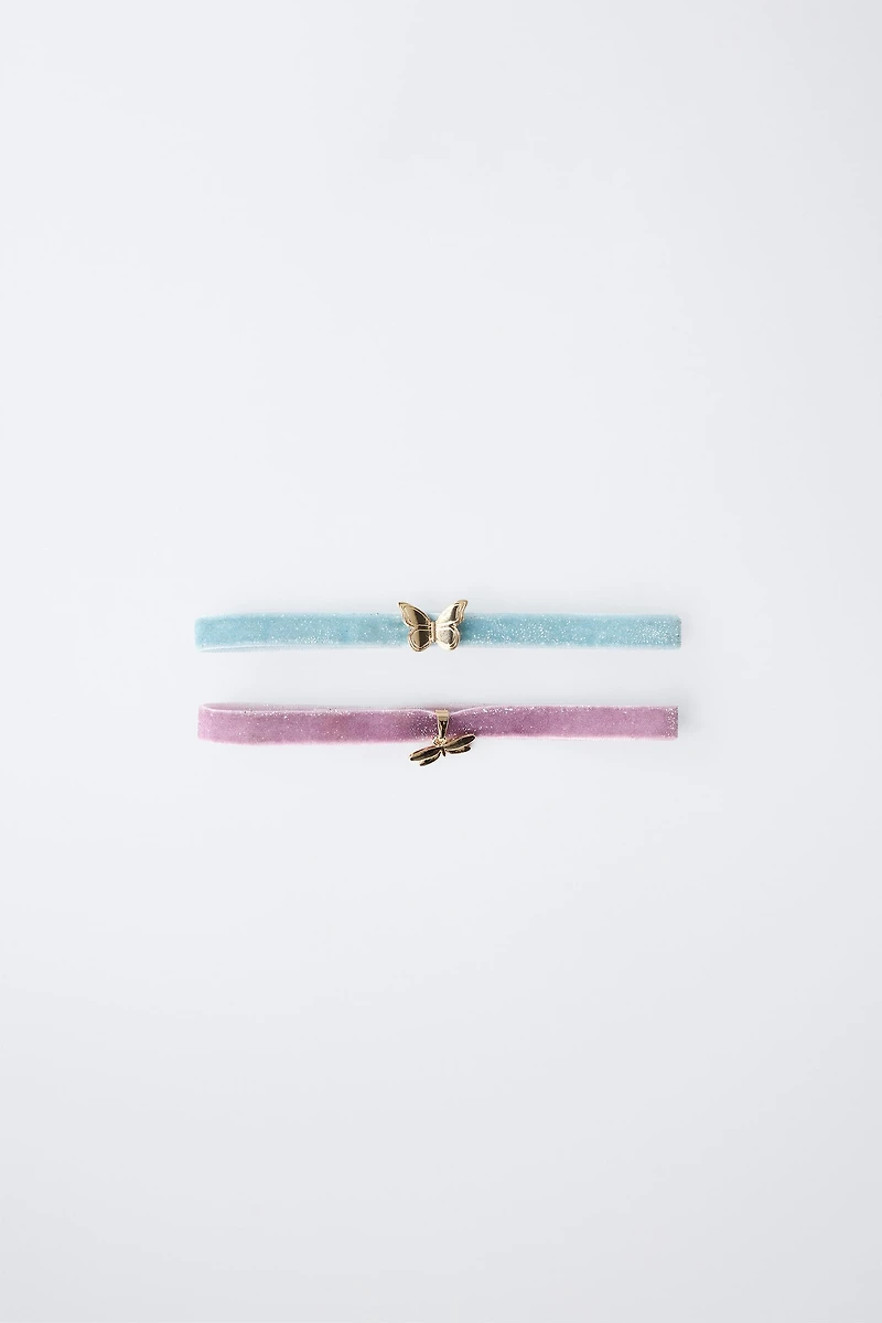 TWO-PACK OF VELVET BUTTERFLY FAIRY CHOKERS