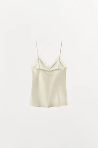100% SILK LACE TRIM TOP