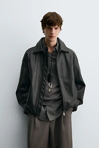 FAUX LEATHER BOMBER JACKET
