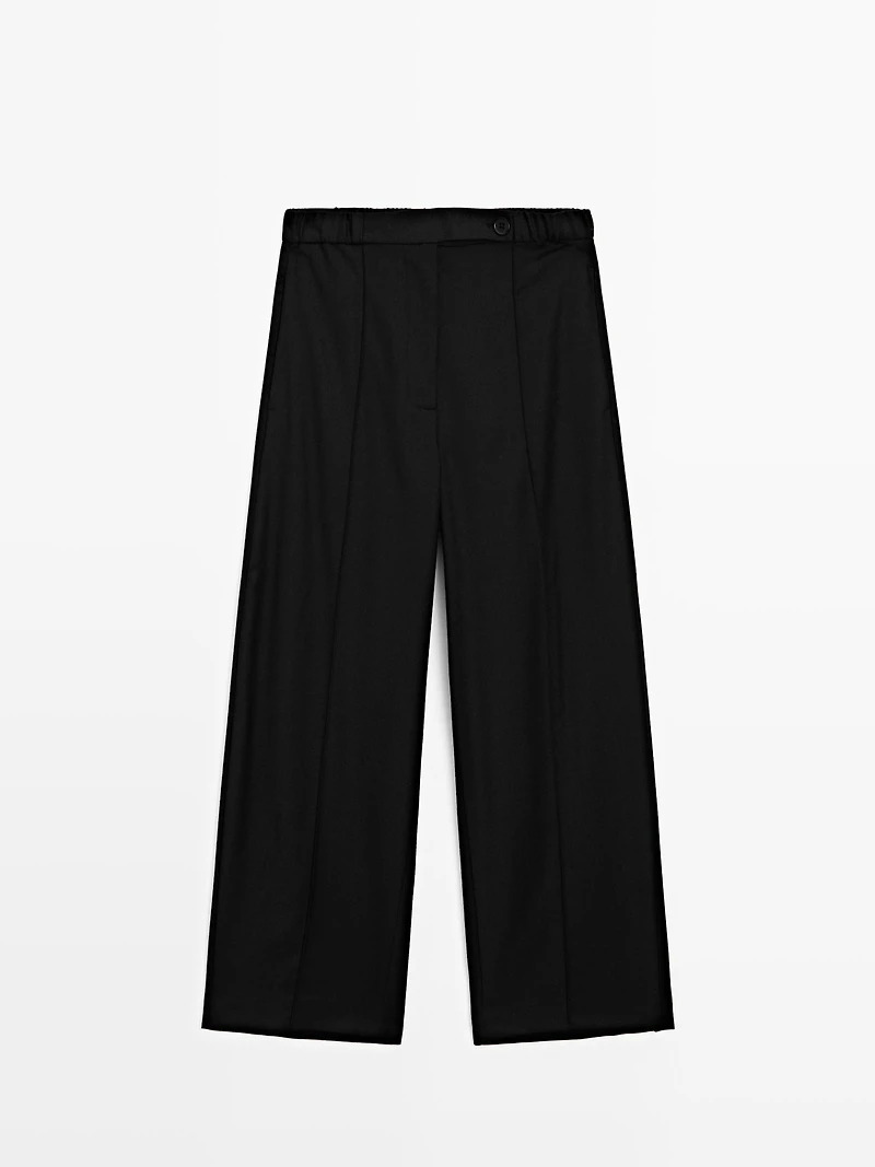 Barrel fit trousers with elasticated waistband