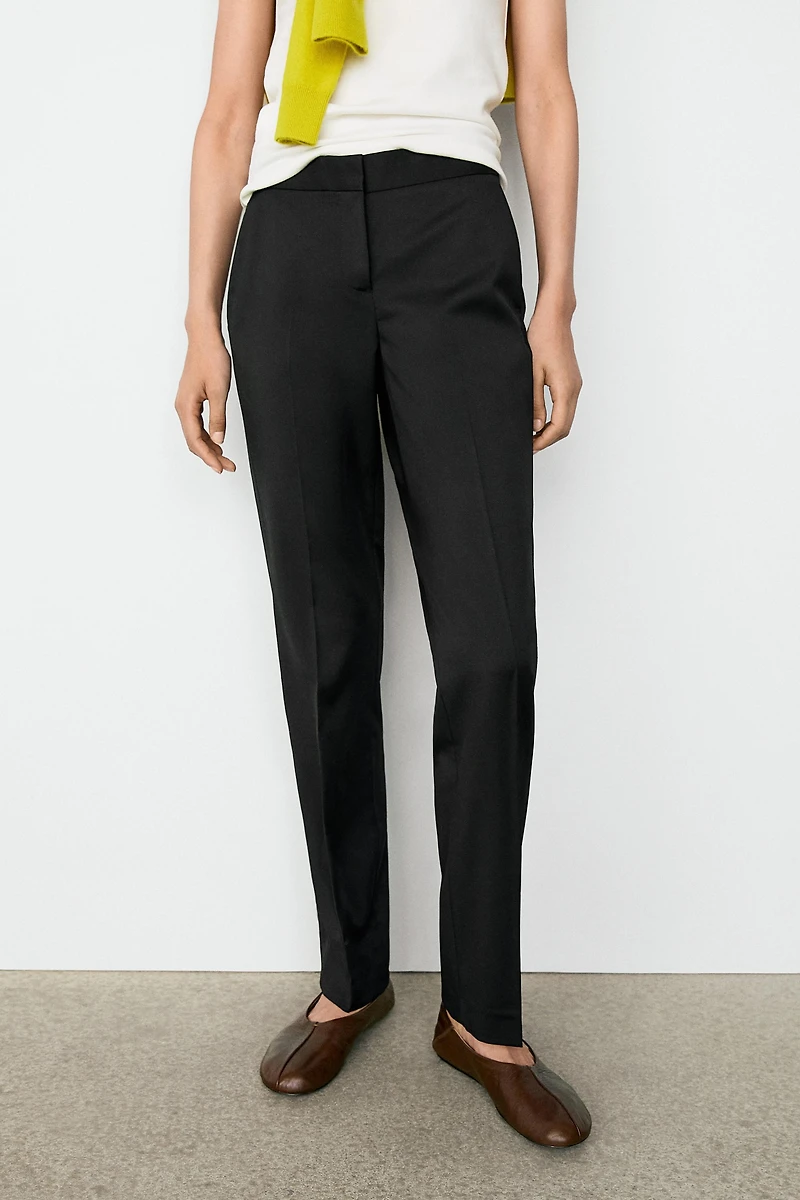 100% cold wool straight-leg pants