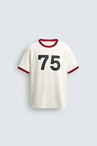 CONTRAST RIB NUMBER T-SHIRT