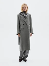 Long 100% wool coat with notch lapel - LIMITED