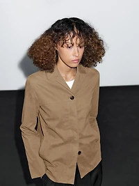 Cotton blend blazer with button detail