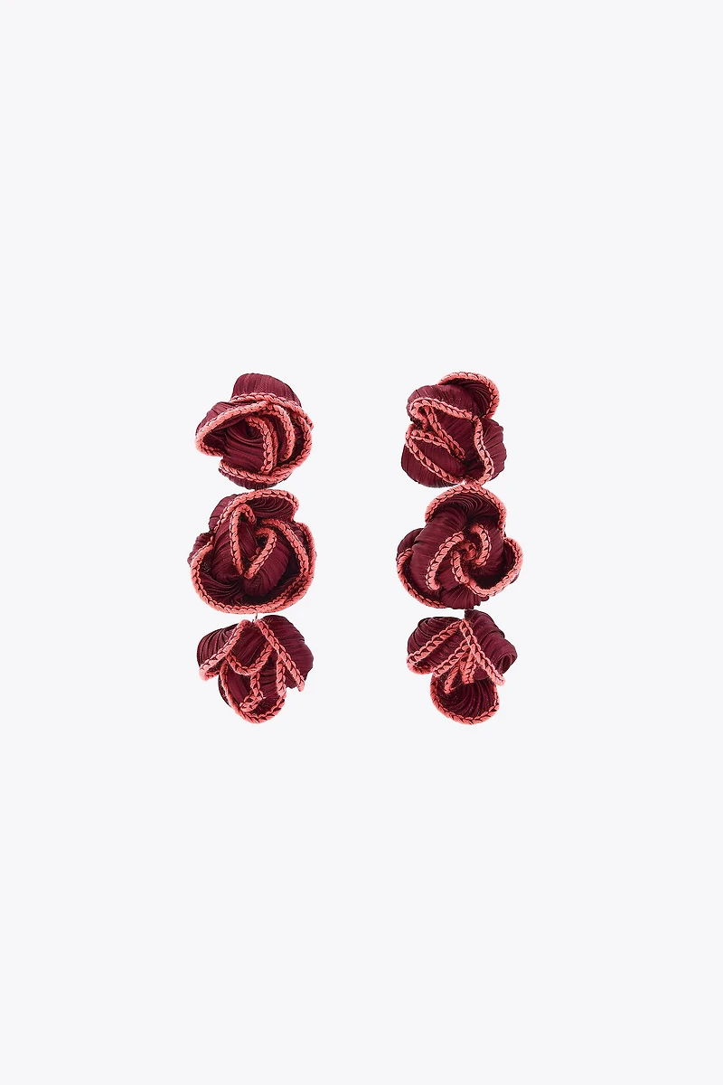 CONTRAST FLORAL FABRIC EARRINGS